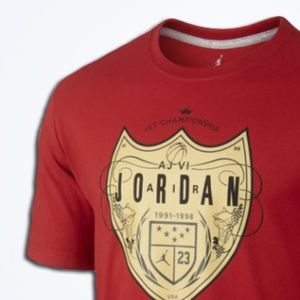 Nike Air Jordan Red T Shirt Men's AJVI 1st Championship 23 Sort Sleeve L
